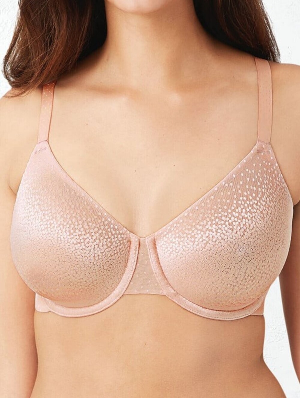 Wacoal Soft Blush Underwire Bra with Subtle Dot Detail Minimize Sz 42 C